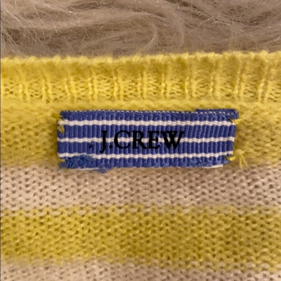 J. CREW YELLOW STRIPE BUTYON DOWN SWEATER. - Picture 3 of 5